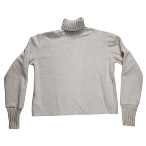 J. Jill XS Beige Turtleneck Sweater Cotton Blend Ribbed Cuffs Cozy Neutral Top
